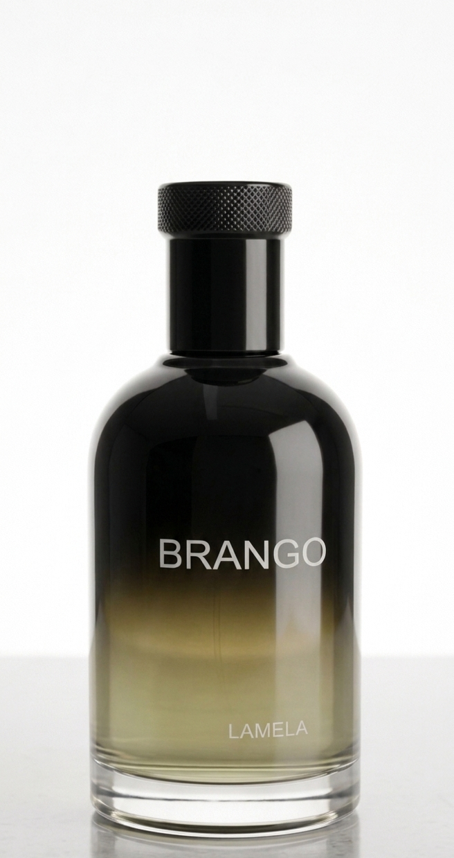  Elegant front view of the premium Brango Original Turkish Elixir luxury perfume bottle in the Lamela Sweet Vanilla edition.