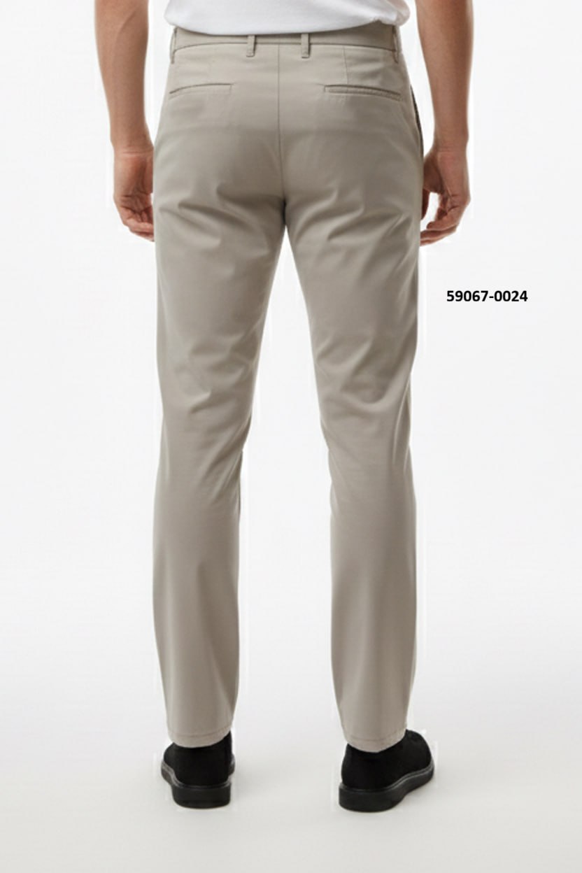  Front and back view of Brango Original men's smart semi-casual Turkish cotton stretch pants with a cuffed hem
