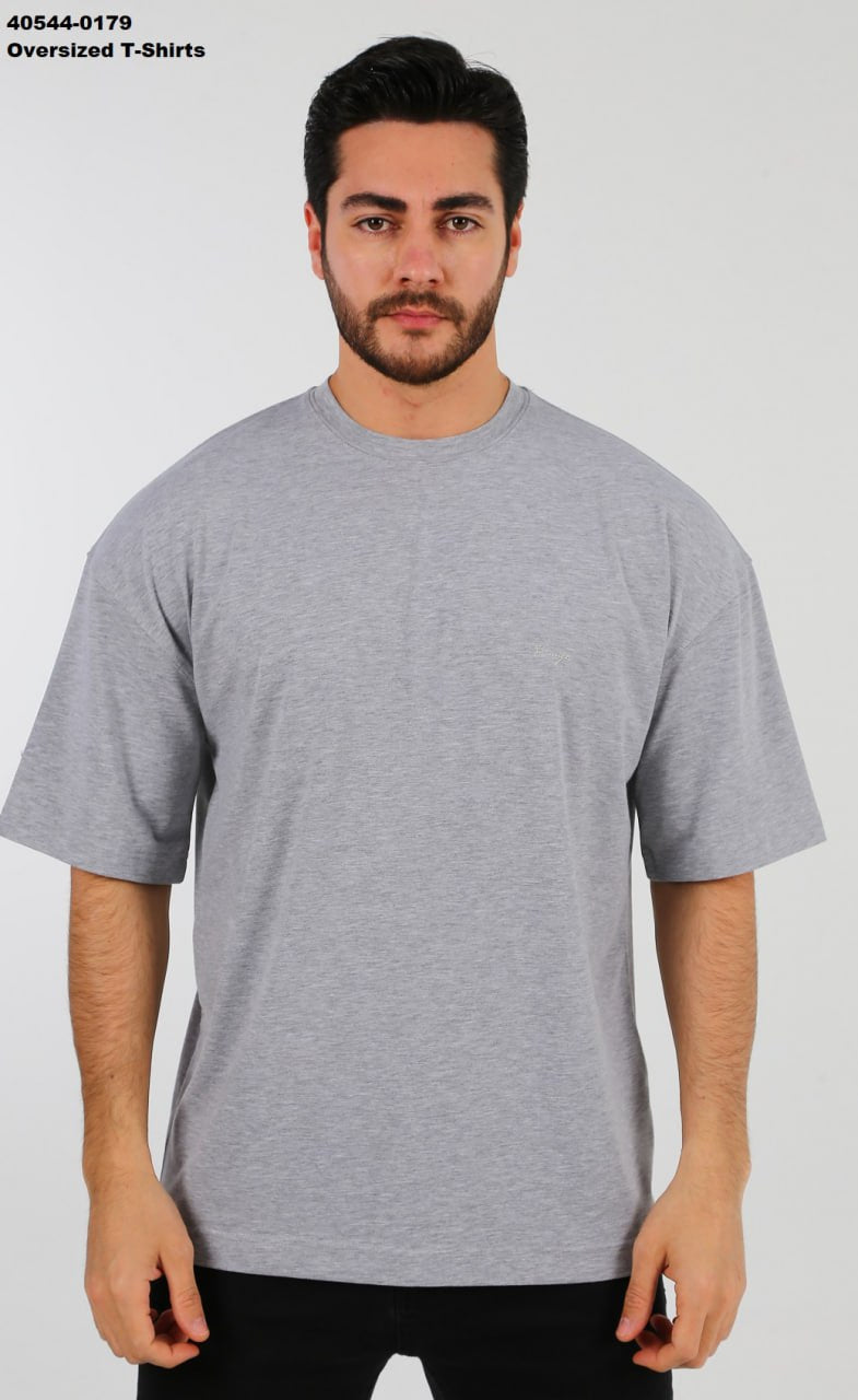 Brango oversized drop shoulder T-shirt in grey melange — made in Turkey, 