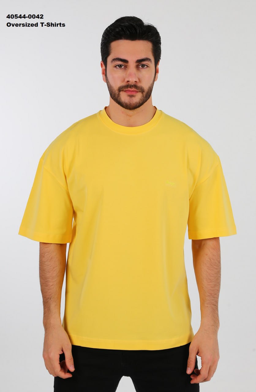 Brango oversized drop shoulder T-shirt in sun yellow — made in Turkey, 
