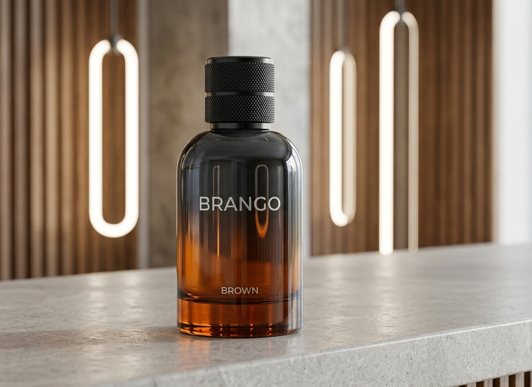  Elegant front view of the premium Brango Original Turkish Elixir luxury perfume bottle in the Ramon Leather Spice edition. 