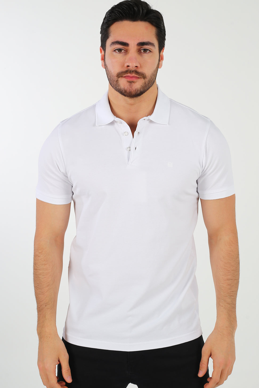 Minimalist smart casual men's white cotton pique polo shirt featuring premium Turkish craftsmanship.