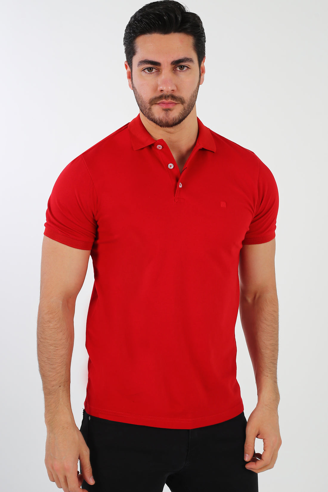High-quality Turkish-made men's pique polo shirt in crimson red with a tailored prestige fit.